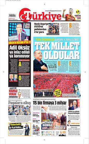 4 Nisan 2017 - Gazetelerin birinci sayfaları