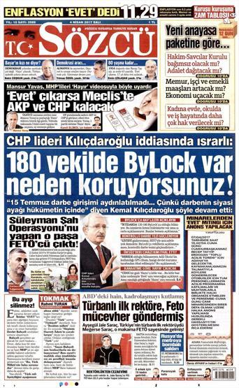 4 Nisan 2017 - Gazetelerin birinci sayfaları
