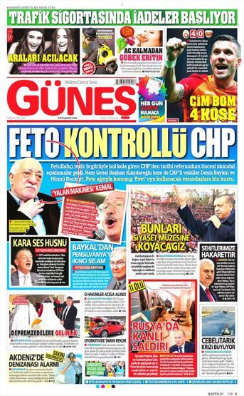 4 Nisan 2017 - Gazetelerin birinci sayfaları