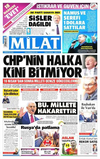 4 Nisan 2017 - Gazetelerin birinci sayfaları