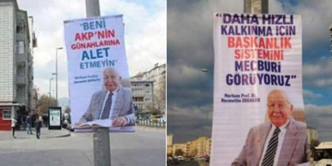 Erbakanlı evet afişleri kaldırıldı, yerine başka afiş asıldı