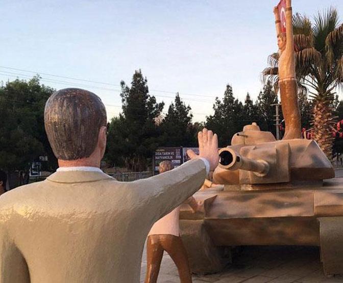 Harranda tank durduran Erdoğan anıtı yapıldı