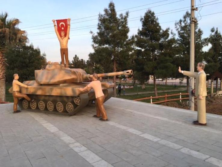 Harranda tank durduran Erdoğan anıtı yapıldı
