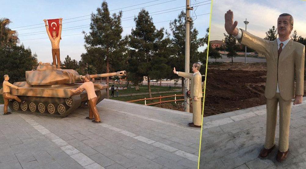 Harranda tank durduran Erdoğan anıtı yapıldı