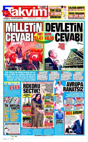 18 Nisan 2017 - Gazetelerin manşetleri