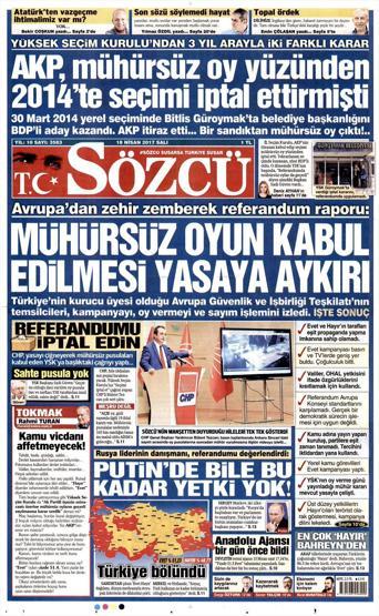 18 Nisan 2017 - Gazetelerin manşetleri