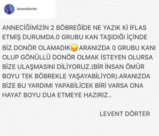 Levent Dörter annesi için sosyal medyadan yardım istedi