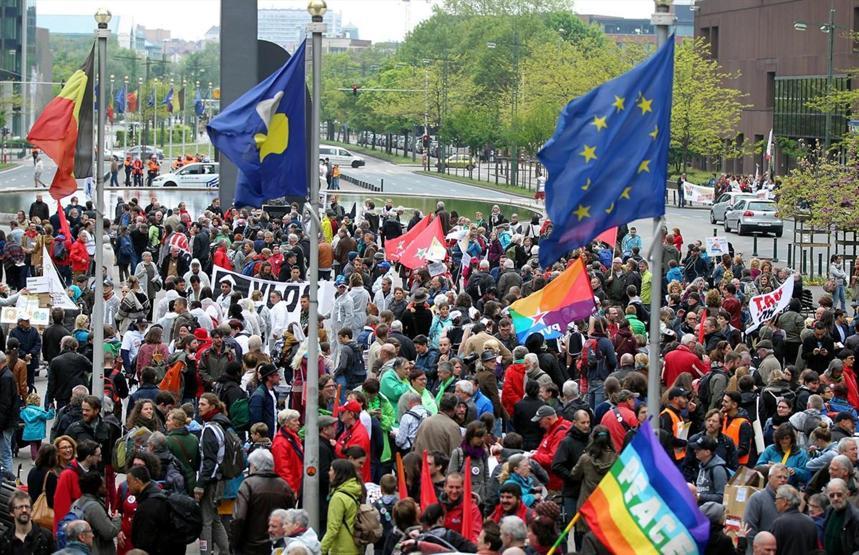 Brüksel’de hükümet karşıtı protesto gösterisi