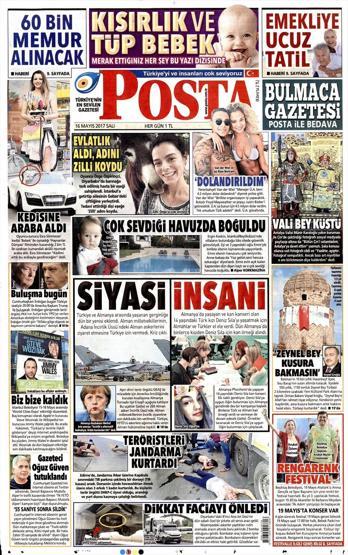 16 Mayıs 2017 - Gazetelerin manşetleri