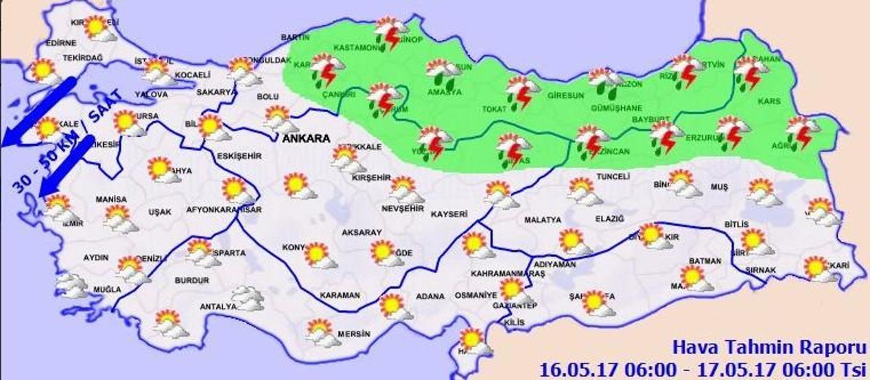 Meteoroloji hava tahminleri durumu: 16 Mayıs 2017