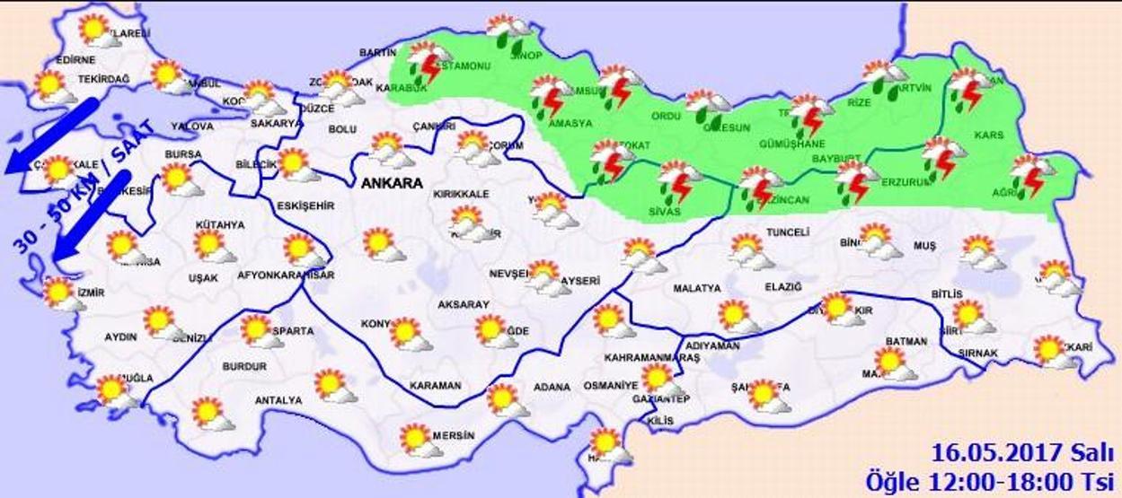 Meteoroloji hava tahminleri durumu: 16 Mayıs 2017