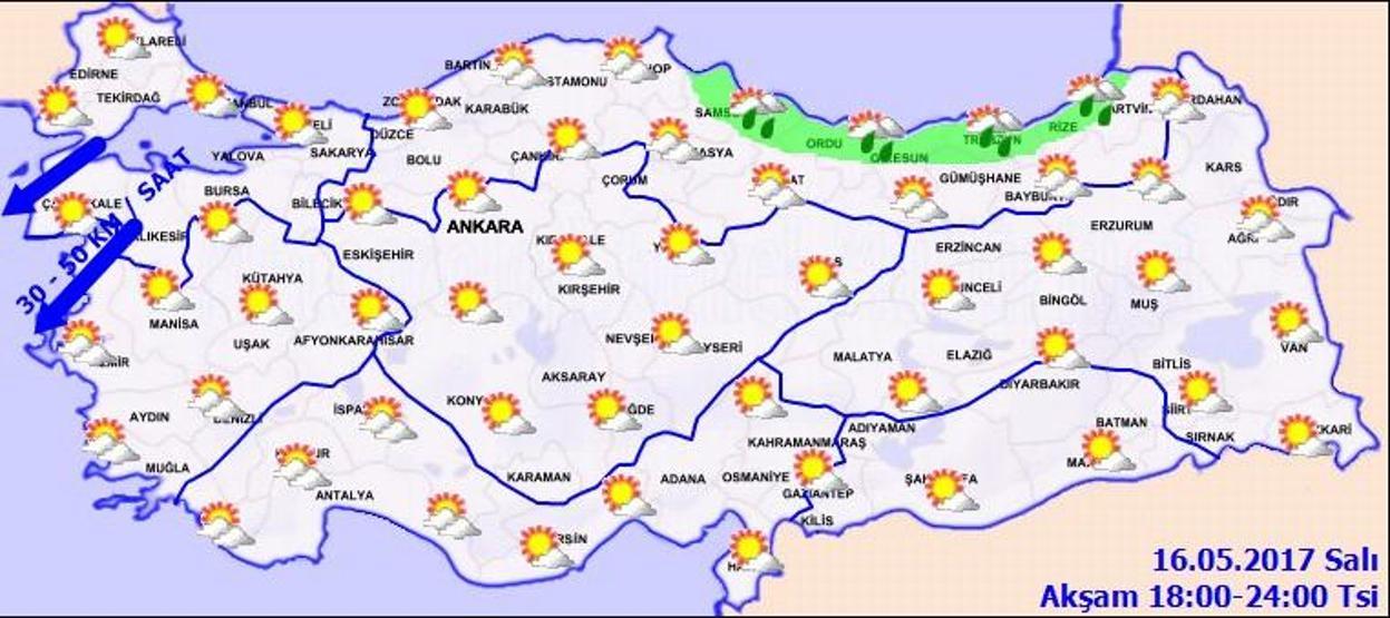 Meteoroloji hava tahminleri durumu: 16 Mayıs 2017