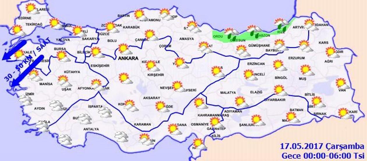 Meteoroloji hava tahminleri durumu: 16 Mayıs 2017