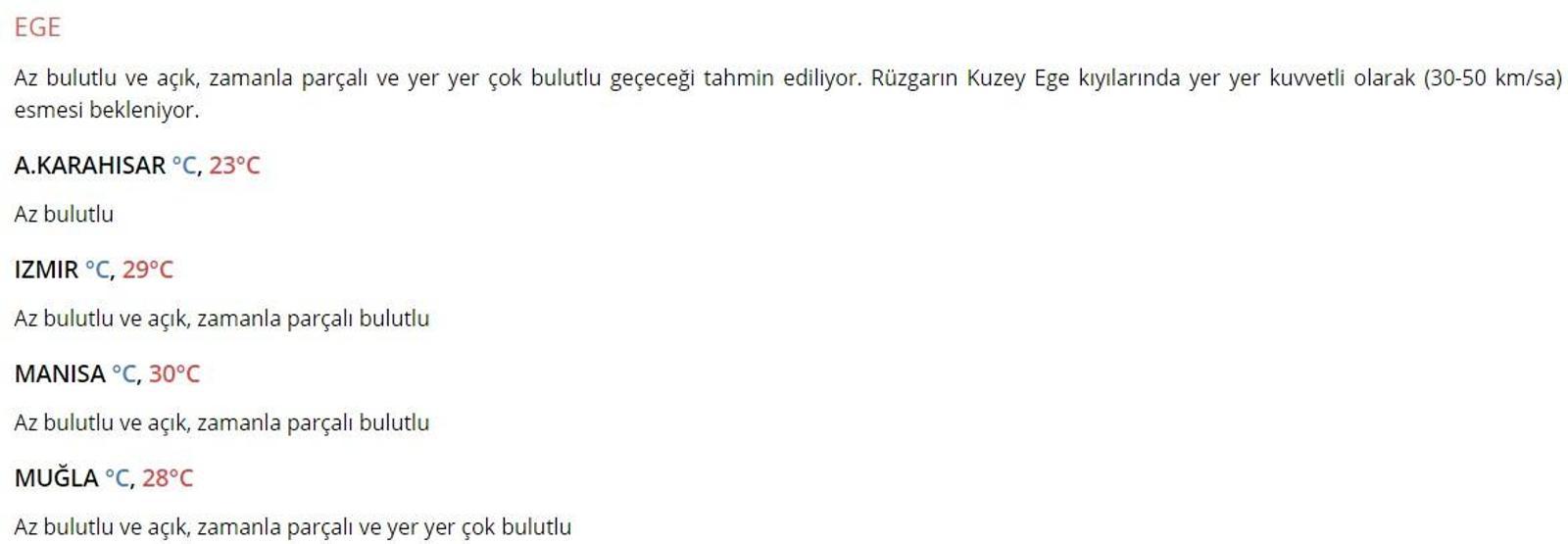 Meteoroloji hava tahminleri durumu: 16 Mayıs 2017