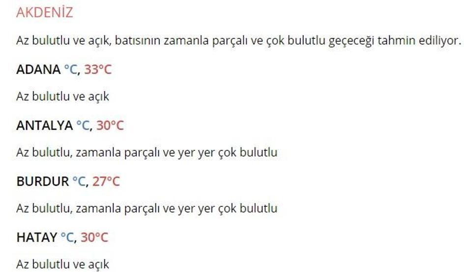 Meteoroloji hava tahminleri durumu: 16 Mayıs 2017