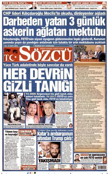 7 Haziran 2017 - Gazete manşetleri