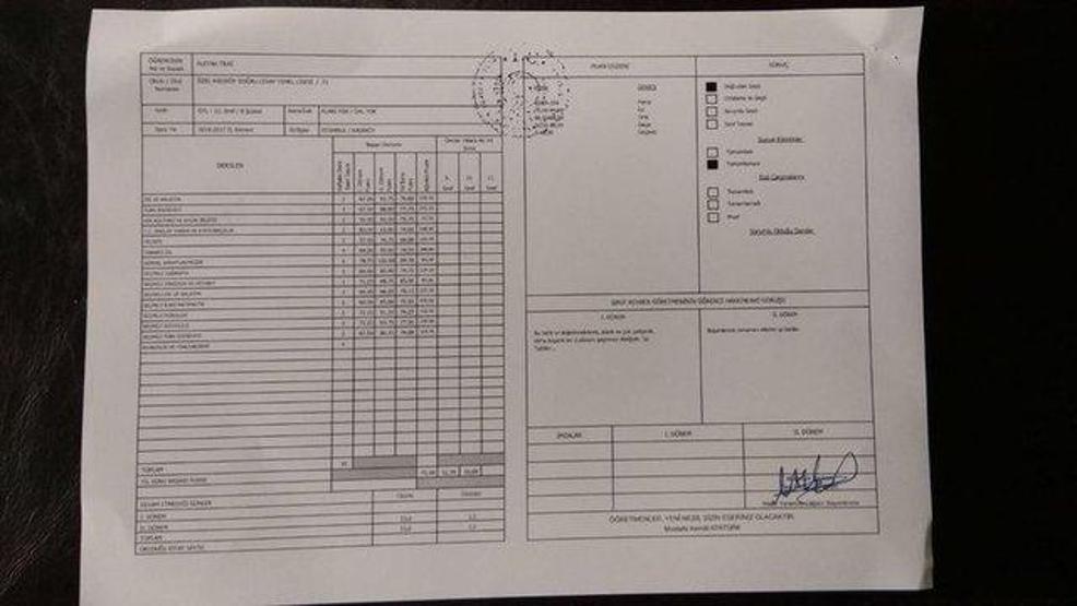 İşte Aleyna Tilkinin karnesi
