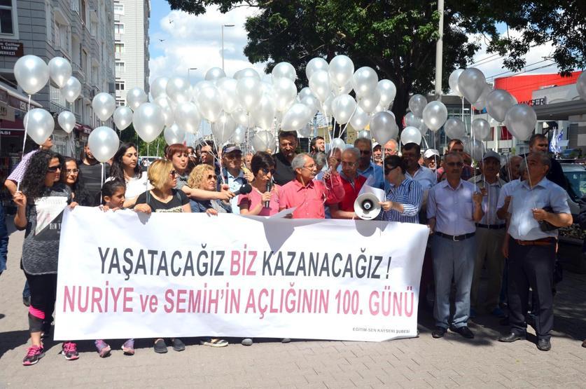 Nuriye Gülmen ve Semih Özakça’ya destek için gökyüzüne 100 balon