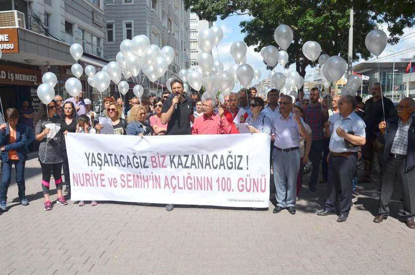 Nuriye Gülmen ve Semih Özakça’ya destek için gökyüzüne 100 balon