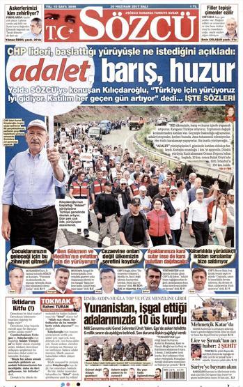 20 Haziran 2017 Gazete Manşetleri