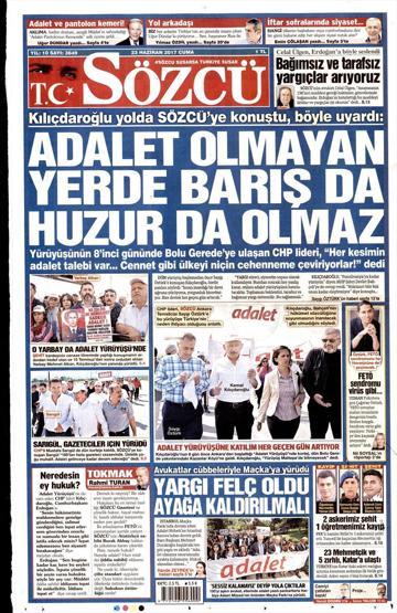23 Haziran 2017 Gazete manşetleri