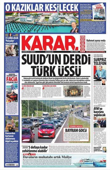 24 Haziran 2017 Gazete manşetleri