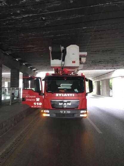 Ankarada itfaiye araçlarına köprü altı testi