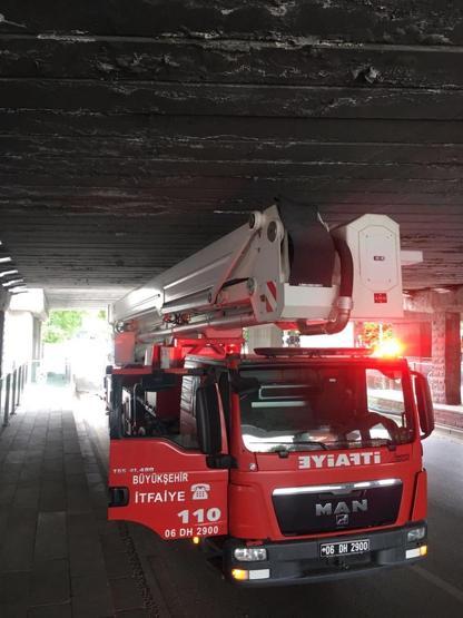 Ankarada itfaiye araçlarına köprü altı testi