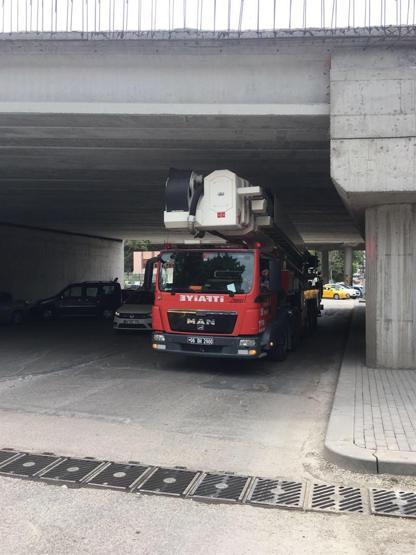 Ankarada itfaiye araçlarına köprü altı testi