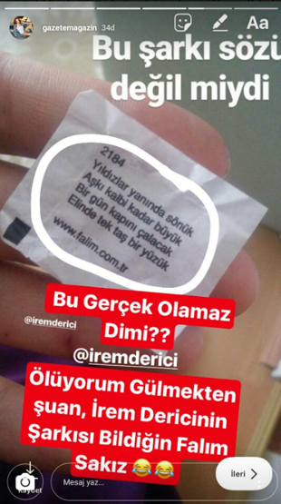 İrem Dericiye büyük şok Şarkısı sakız falı mı