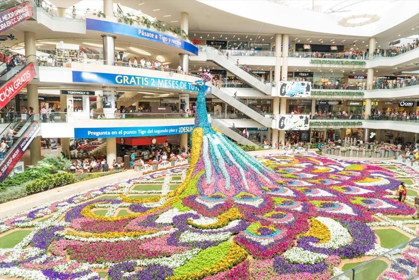 AVMnin içine 182 bin çiçekle tavus kuşu yaptılar