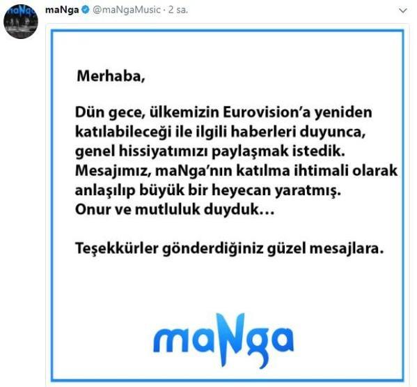Manga Eurovisiona katılacak mı