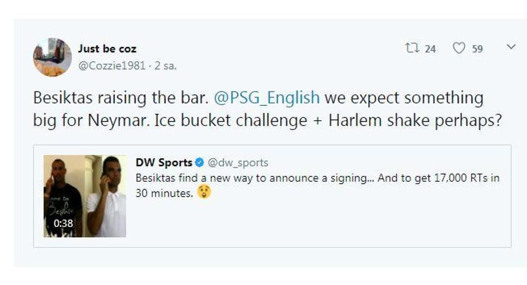 Twitter resmi hesabından Come to Beşiktaş dedi