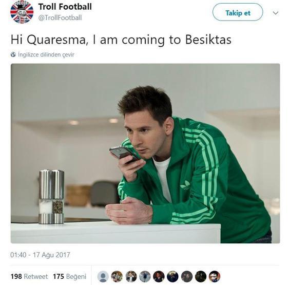 Messi: Hi Quaresma Im coming to Beşiktaş