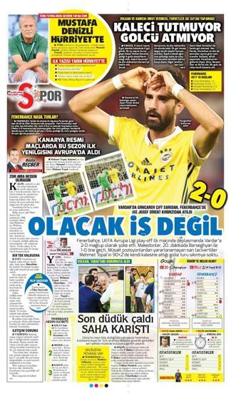 Vardar-Fenerbahçe maçı manşetlerde