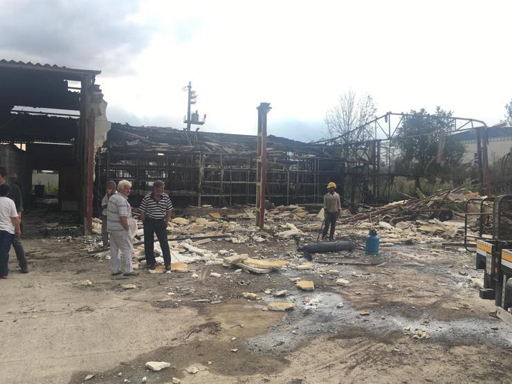 Mantar fabrikası küle döndü