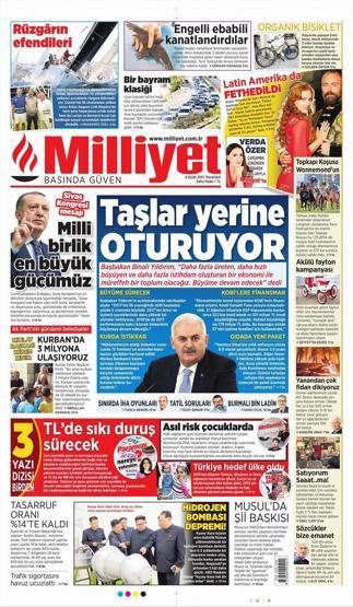 4 Eylül 2017 Gazetelerin birinci sayfaları