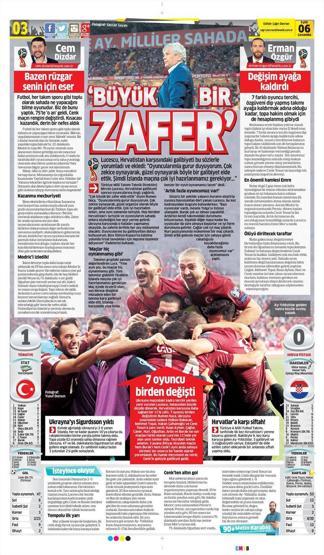 Milli Takımın Hırvatistan zaferi manşetlerde