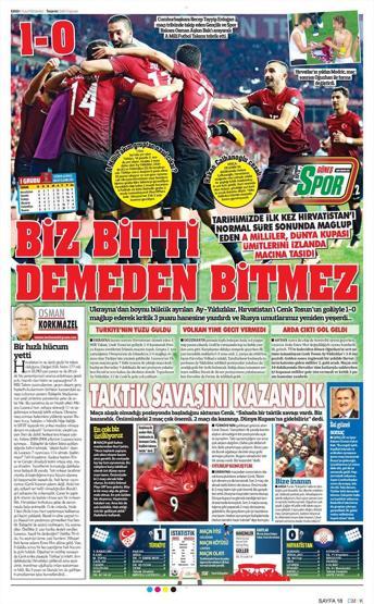 Milli Takımın Hırvatistan zaferi manşetlerde