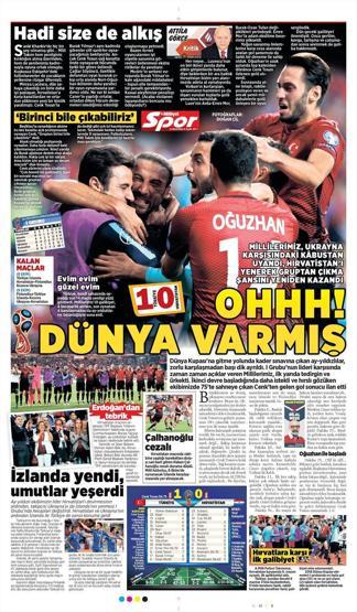 Milli Takımın Hırvatistan zaferi manşetlerde