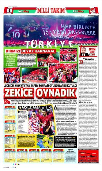 Milli Takımın Hırvatistan zaferi manşetlerde