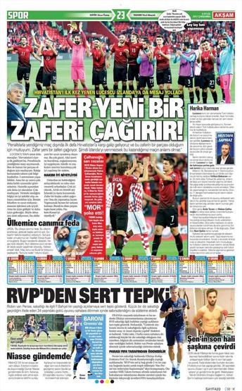 Milli Takımın Hırvatistan zaferi manşetlerde