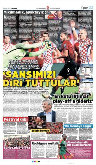 Milli Takımın Hırvatistan zaferi manşetlerde