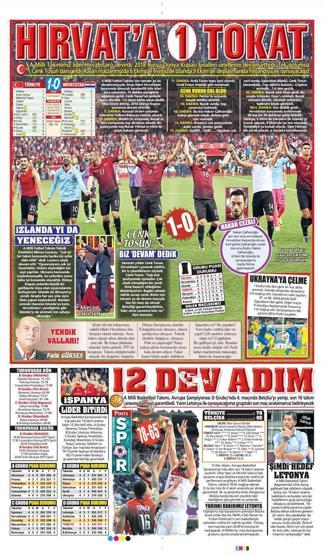 Milli Takımın Hırvatistan zaferi manşetlerde
