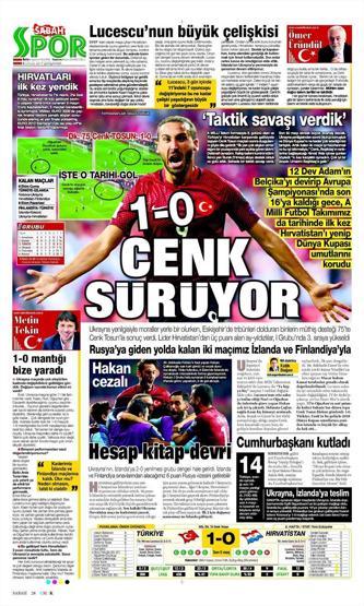 Milli Takımın Hırvatistan zaferi manşetlerde