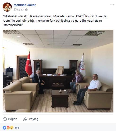 MEB İl Müdürünün makamında Atatürk portresi yok önergesi