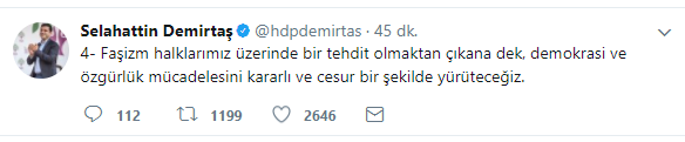 Selahattin Demirtaş tweet attı