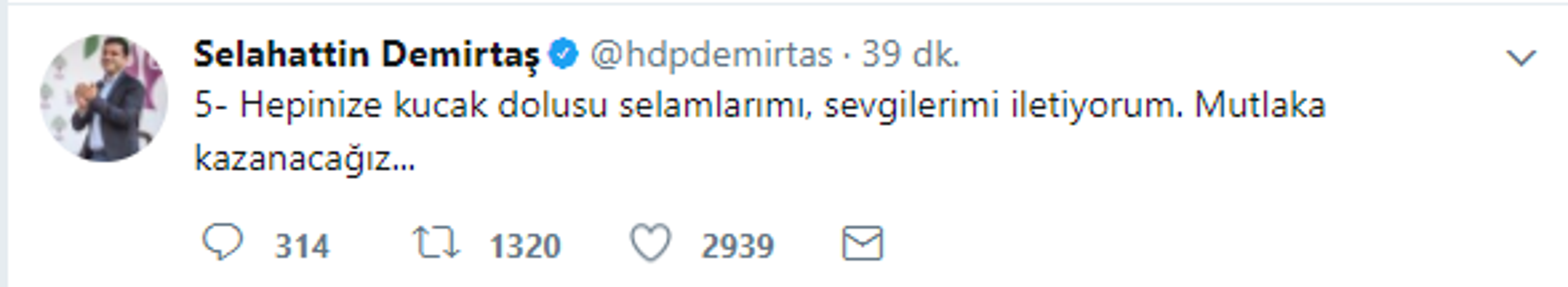 Selahattin Demirtaş tweet attı