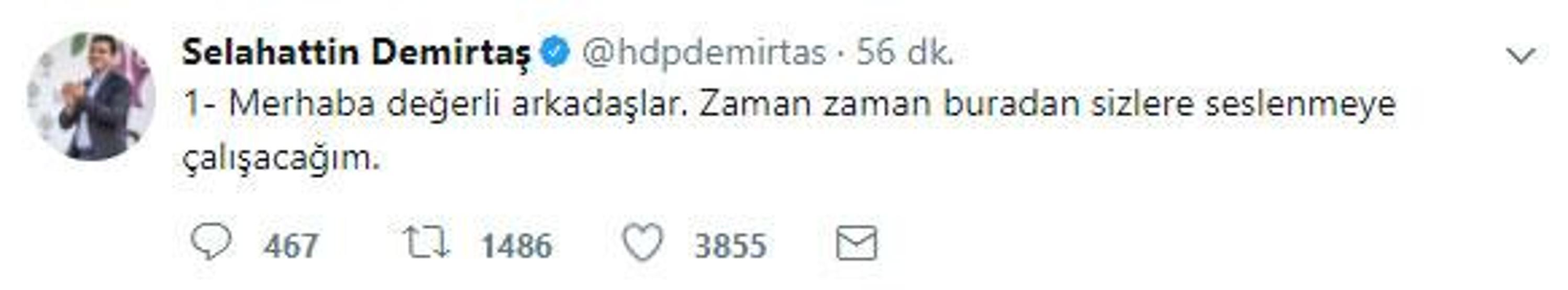 Selahattin Demirtaş tweet attı