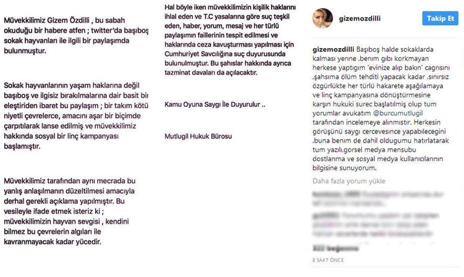 Gizem Özdilliye ölüm tehditi